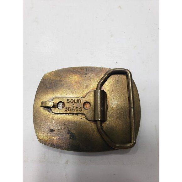 Set Of 3 Vintage Leather Snakeskin Oval Shaped Solid Brass Belt Buckles - Picture 10 of 10